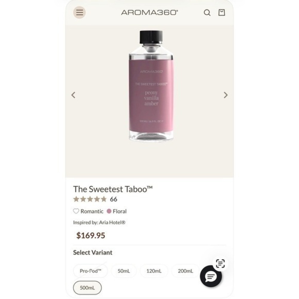 Aroma360 The Sweetest Taboo Fragrance Oil 500mL Peony Vanilla Amber Aria Hotel - Picture 2 of 2